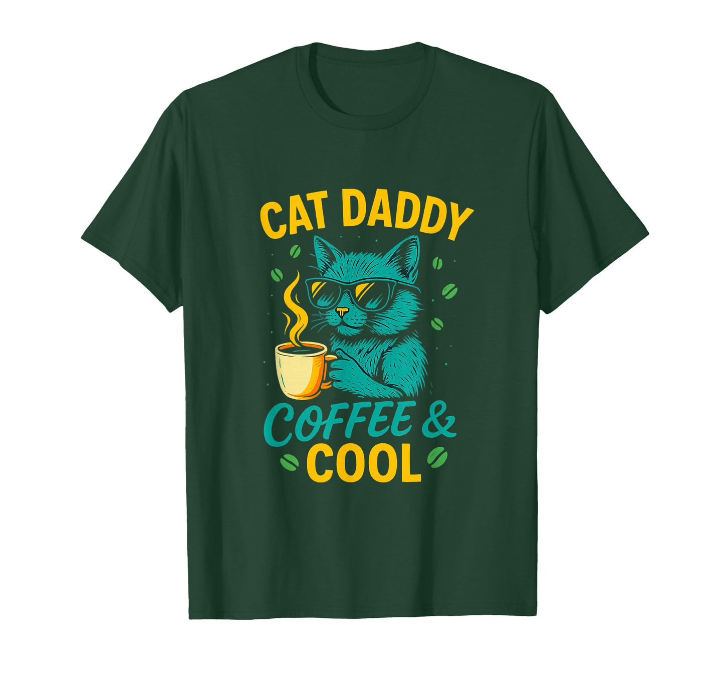 Cool Daddy Funny Coffee Cat Dad Fathers Day T-Shirt