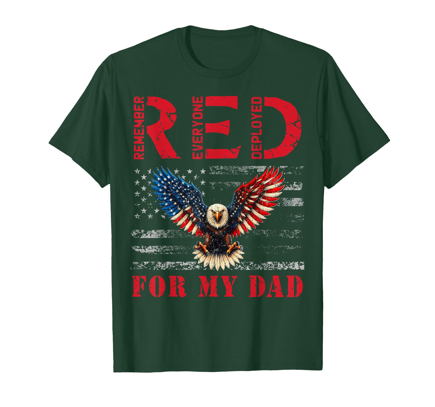 RED Friday For My Dad Deployed Daddy Boy Eagle American Flag T-Shirt
