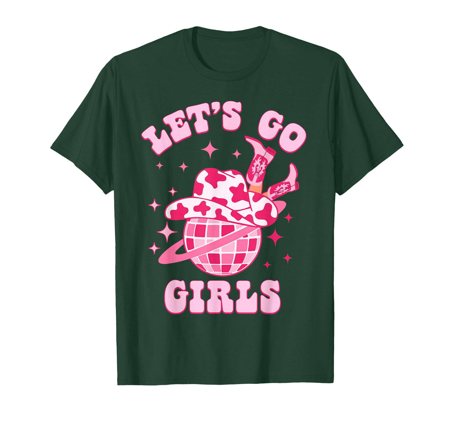 Let's Go Girls Western Cowgirl Groovy Bachelorette Party T-Shirt