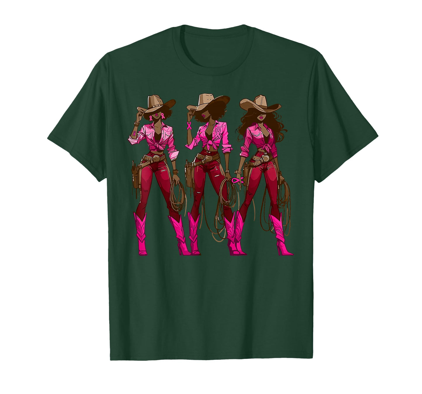 Pink Ribbon Howdy Cowgirl Western Country Breast Cancer T-Shirt