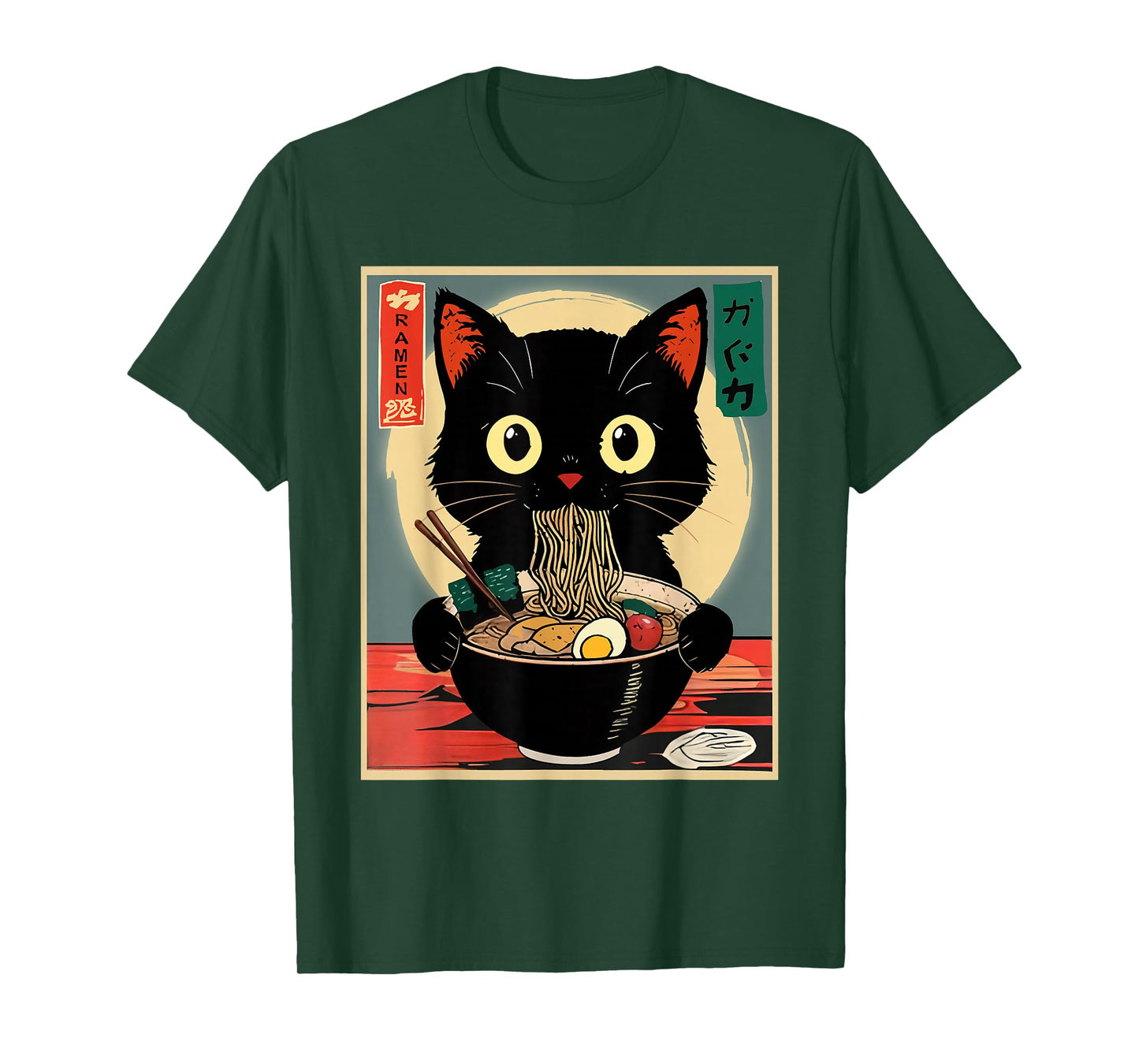 Kawaii Cat Anime Gifts Cat Ramen Graphic Tee Japanese T-Shirt