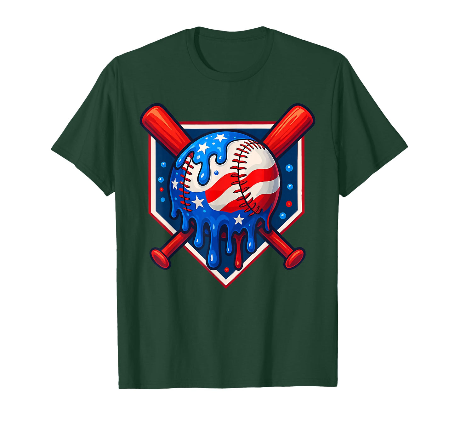 Baseball American Flag Patriotic Red White Blue 4th Of July T-Shirt