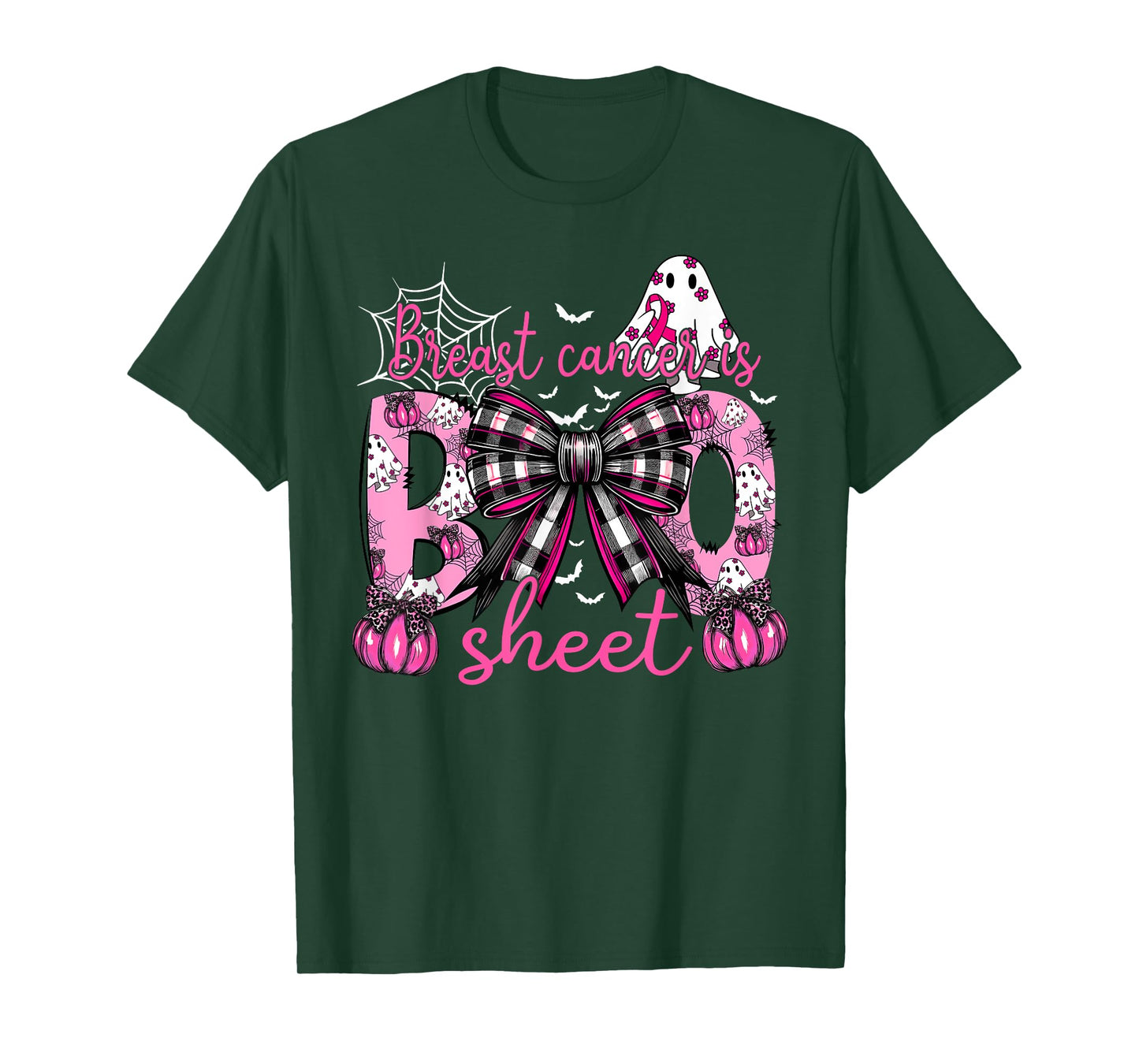 Pink Breast Cancer Is Boo Sheet Coquette Bow Ghost Halloween T-Shirt
