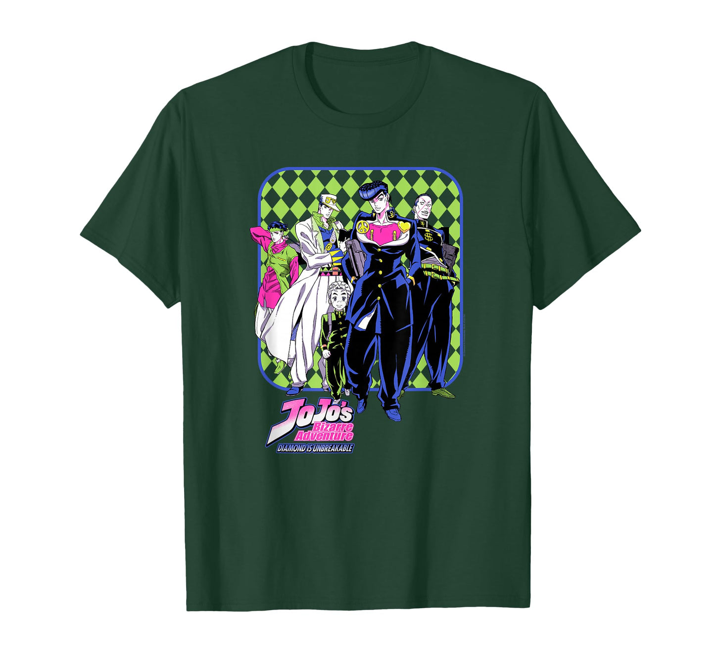 JoJo's Bizarre Adventure Josuke and Friends Neon Anime T-Shirt