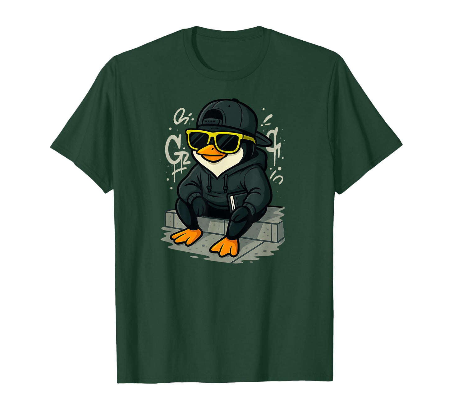 Chill Penguin in Hoodie and Sunglasses Cool Vibes T-Shirt