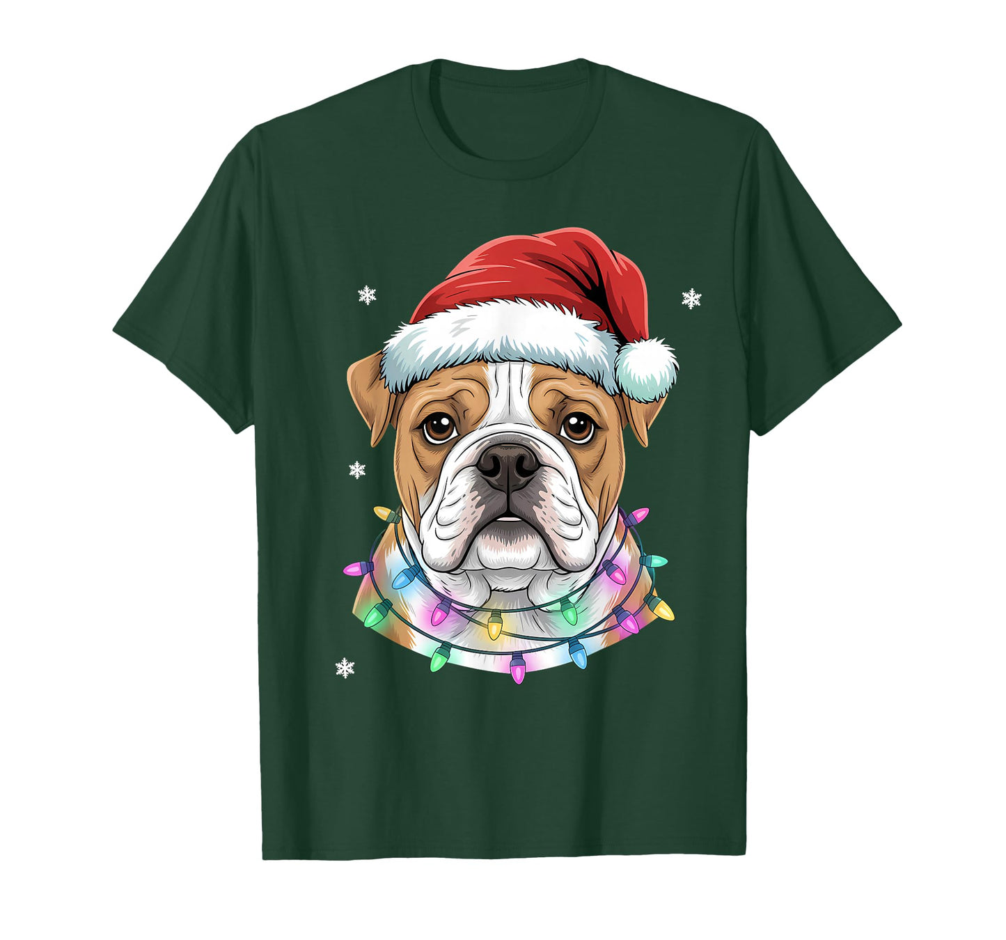 Christmas Lights Dog Santa Hat Cute Xmas Pajamas T-Shirt