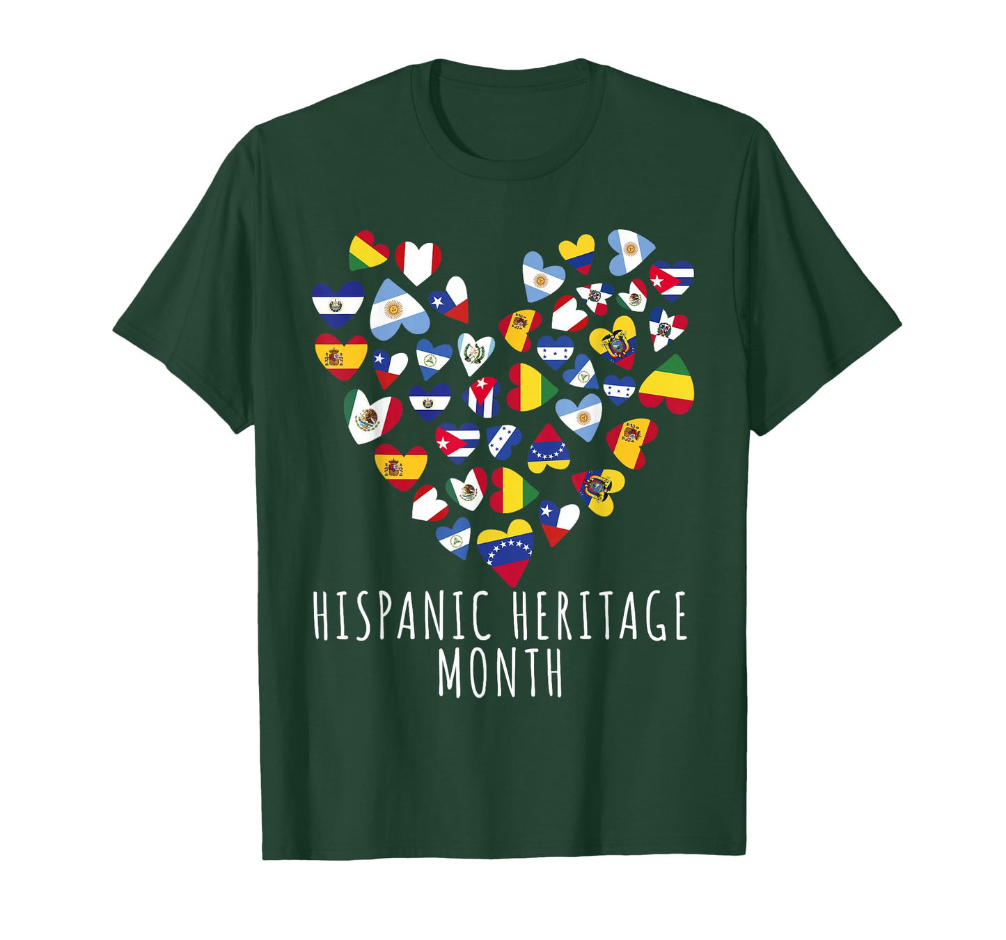 Hispanic Heritage Month all Countries Flags heart men women T-Shirt