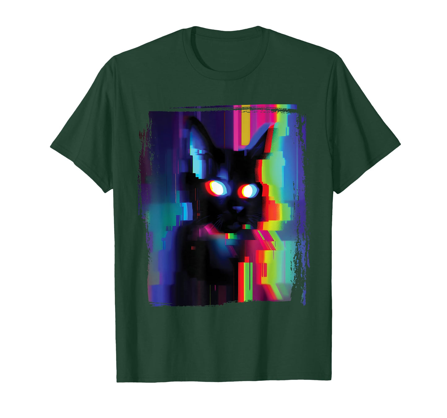 Glitch Psychedelic Weirdcore Cat Vaporwave Trippy T-Shirt for Men Women