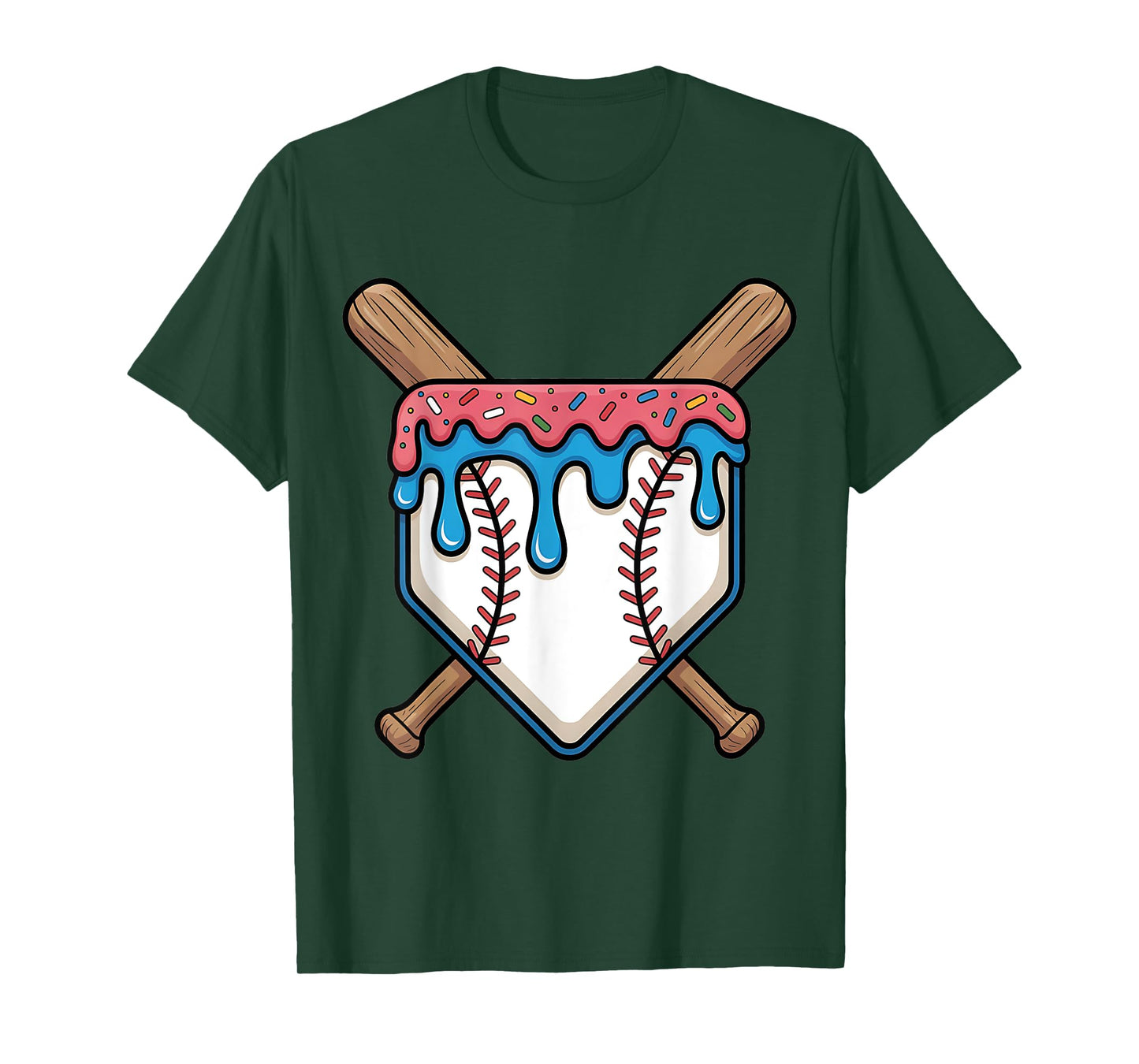 Baseball Boys Ice Cream Drip Baseball T-Shirt
