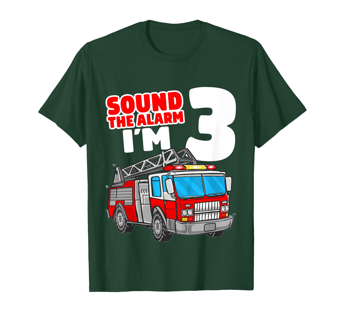 Kids Fire Truck 3 Year Old Firefighter 3rd Birthday Boy Toddler T-Shirt