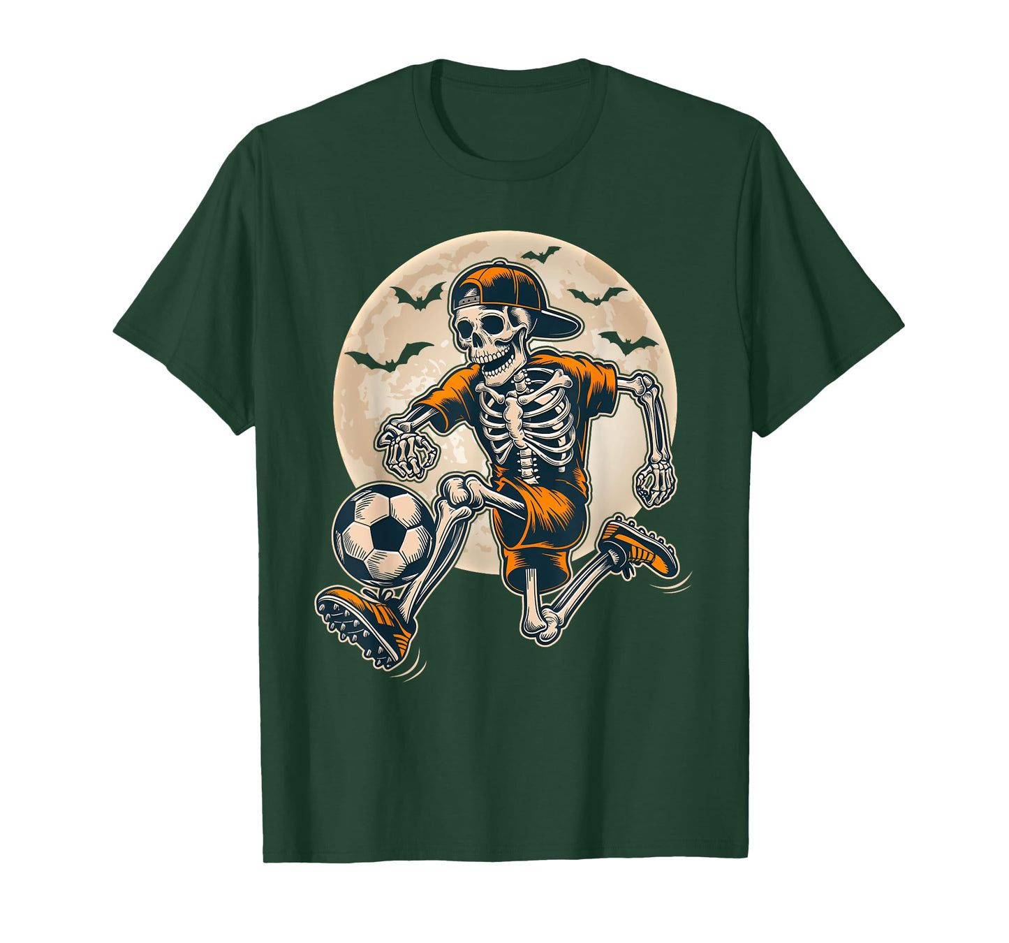 Funny Skeleton Soccer Men Boys Kids Halloween Costume T-Shirt
