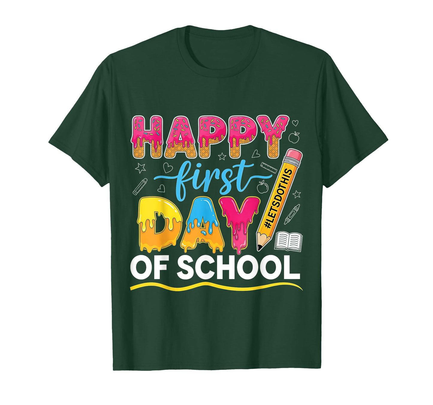 Cute Ice Cream Drip Happy First Day of School Shirt for Kids T-Shirt