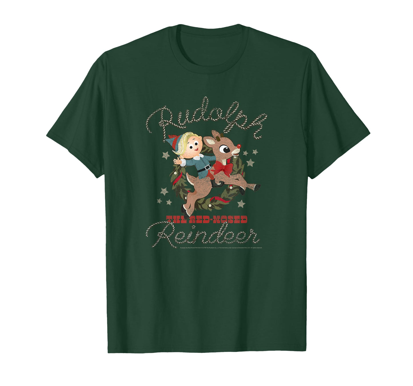 Rudolph and Hermey Country Western Rodeo Vintage Christmas T-Shirt