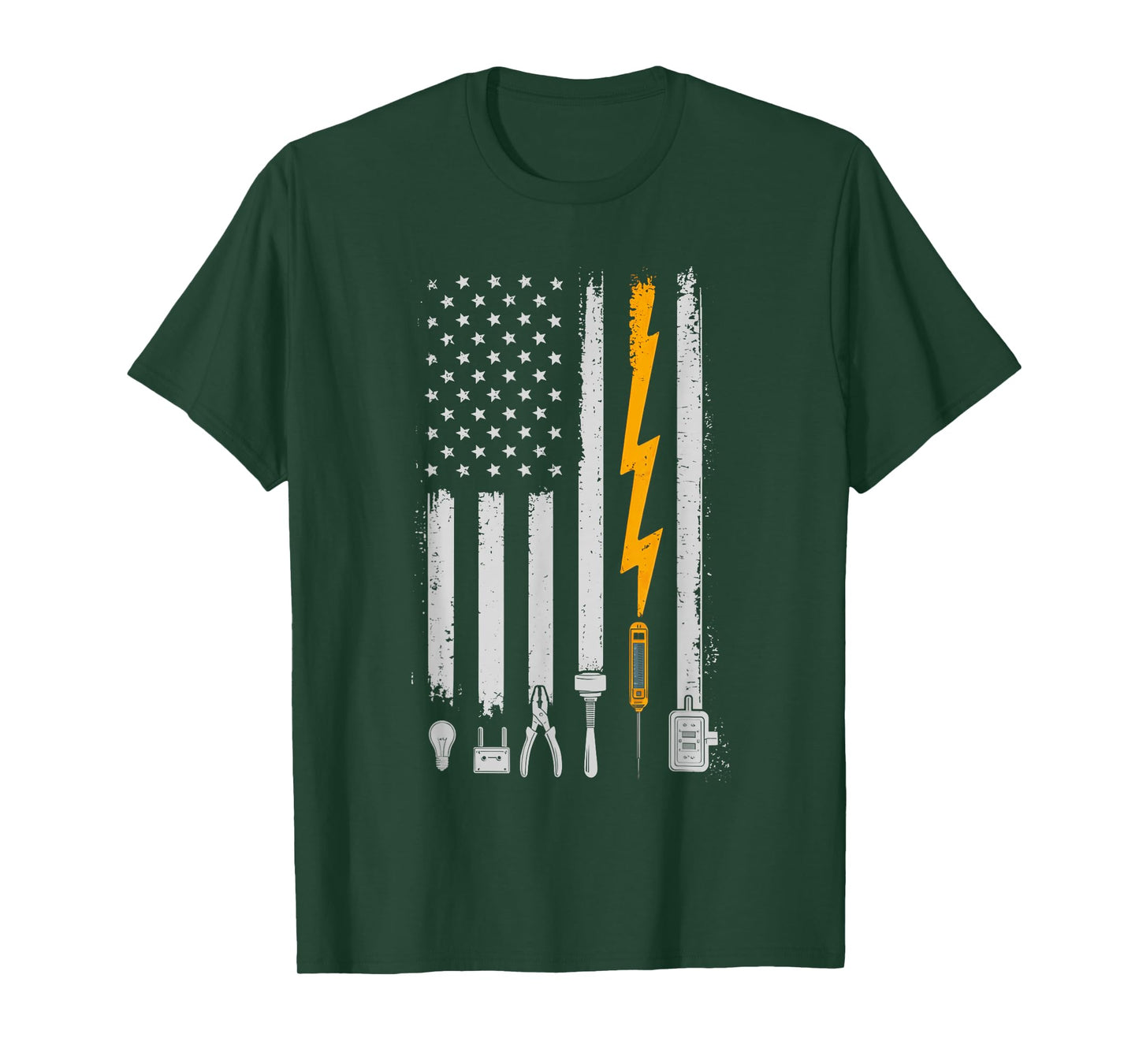 Vintage Electrician USA Flag Tools Engineer Lineman Mens T-Shirt