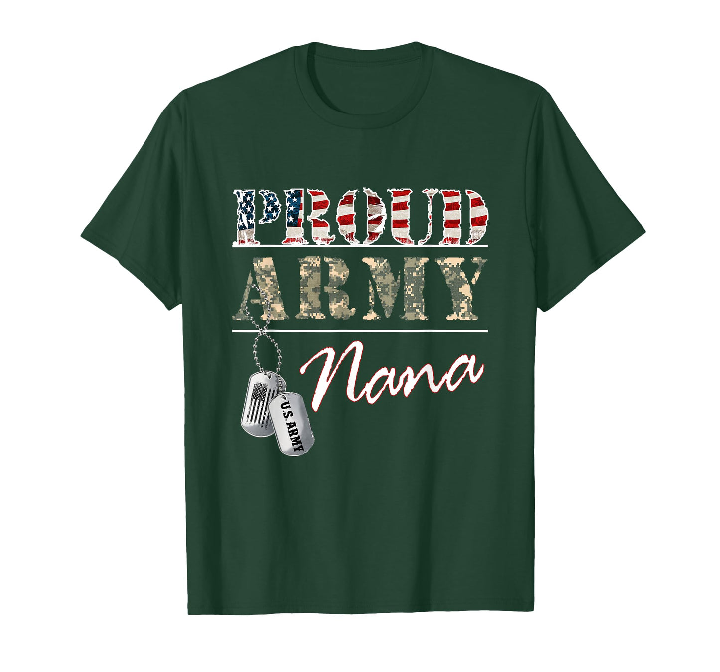 Proud Army Nana American Flag Veteran Military T-Shirt