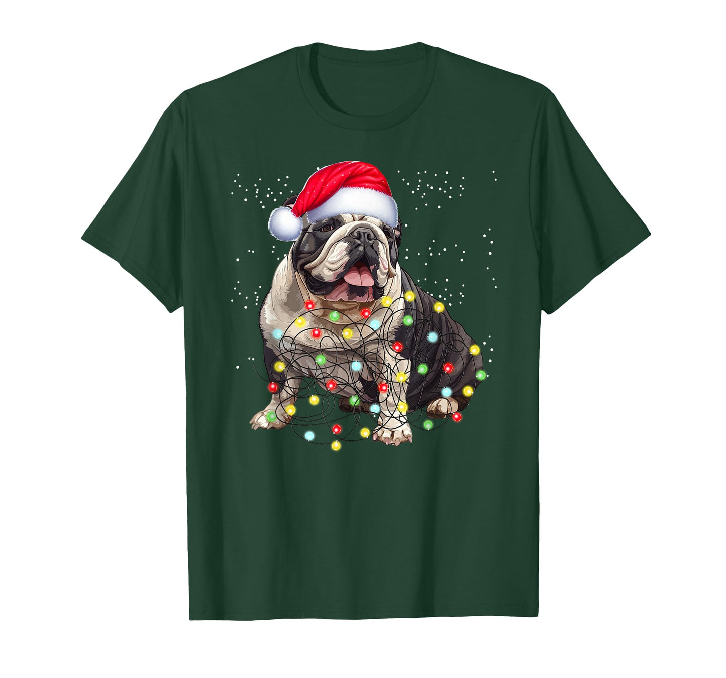 English Bulldog Dog Tree Christmas Sweater Xmas Pet Dogs Men Women Kids T-Shirt