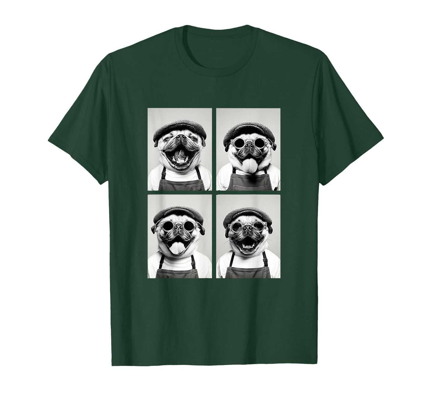 Funny Pugs with Sunglasses Coffee Lovers Cafe Barista Dogs T-Shirt
