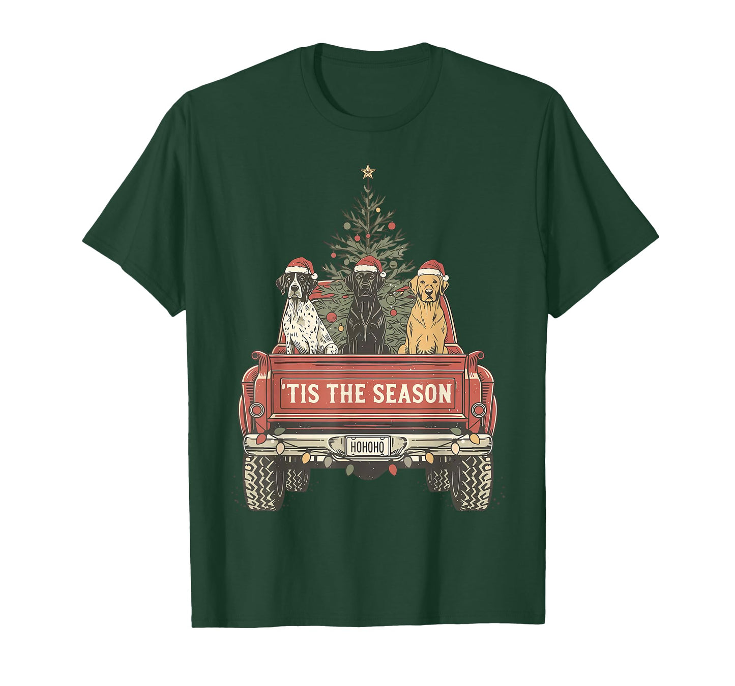 Tis The Season Hunting Dogs Car Truck Christmas Tree Holiday T-Shirt