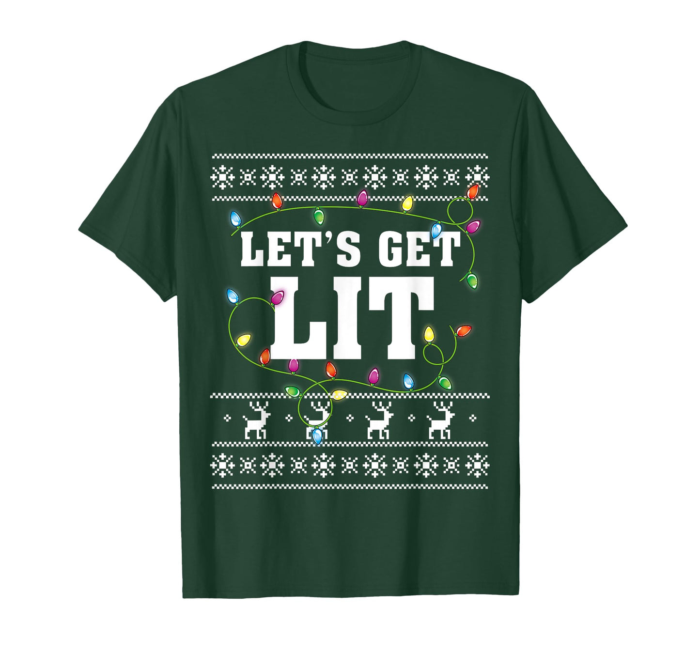 Christmas Shirt Men Women Kids Let's Get Lit Christmas T-Shirt