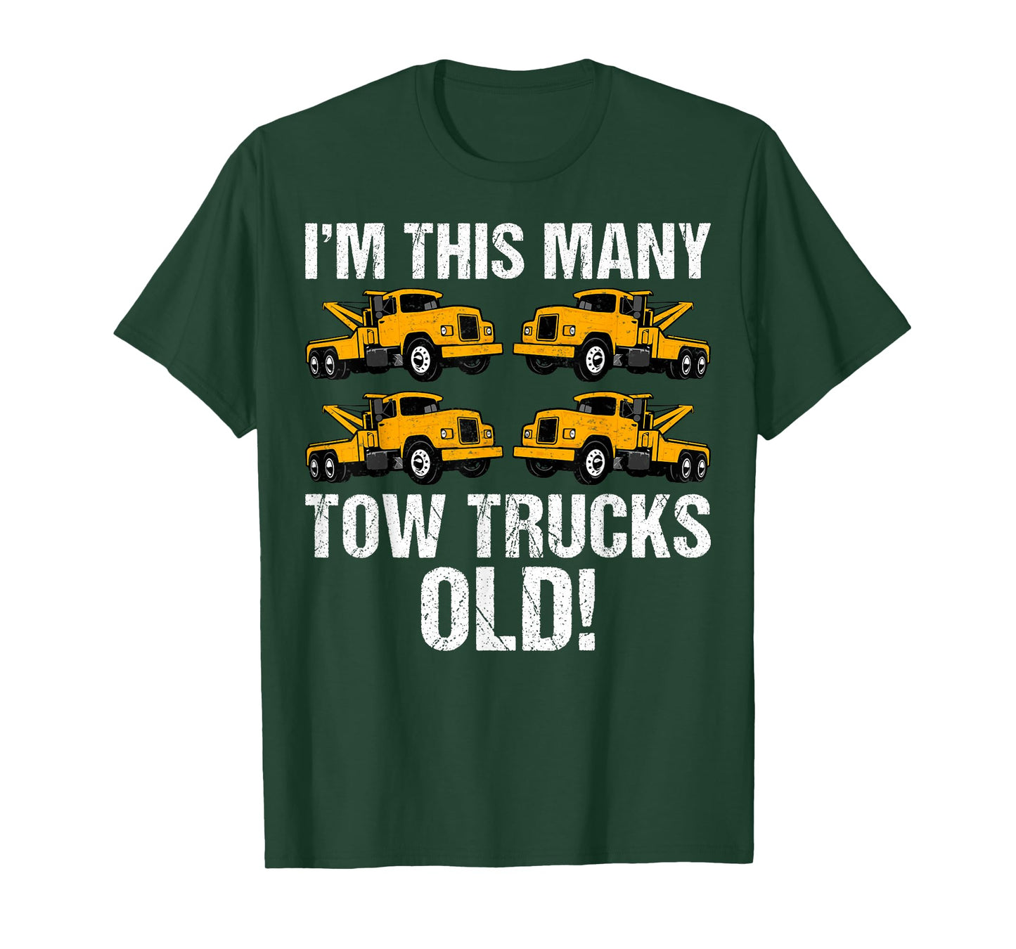 I'm This Many Tow Trucks Old Kids 4th Birthday T-Shirt