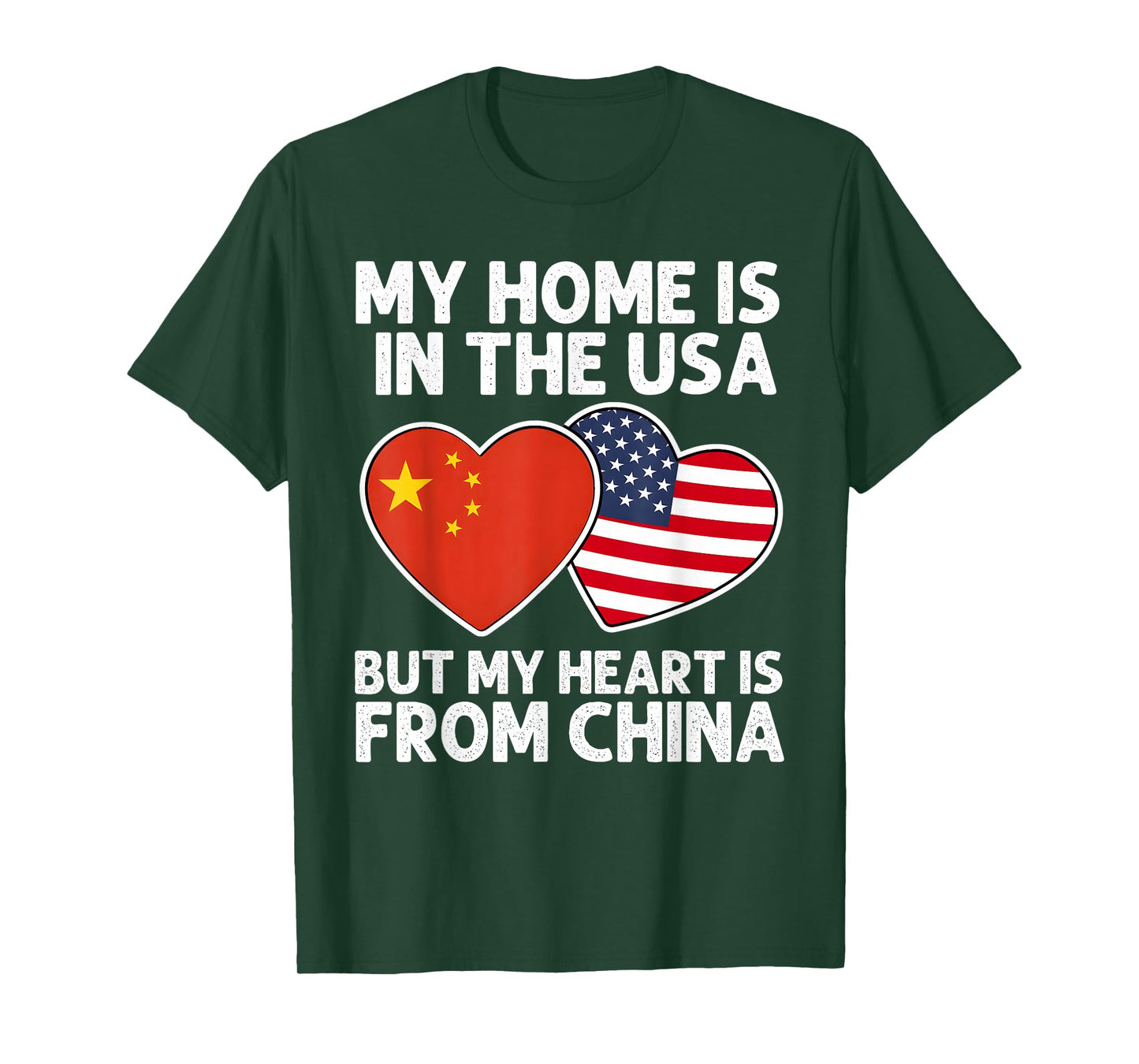My Home USA My Heart China Chinese American Pride Flag T-Shirt