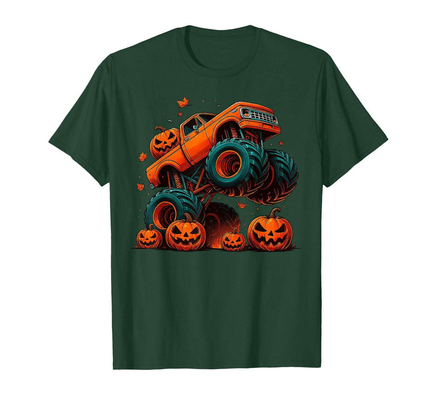 Monster Truck Halloween Jack O Lantern Pumpkin Men Boy Kid T-Shirt