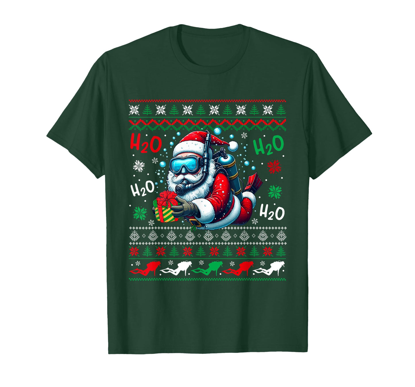 Christmas Sweater Santa Scuba Diving Scuba Diver Lover T-Shirt