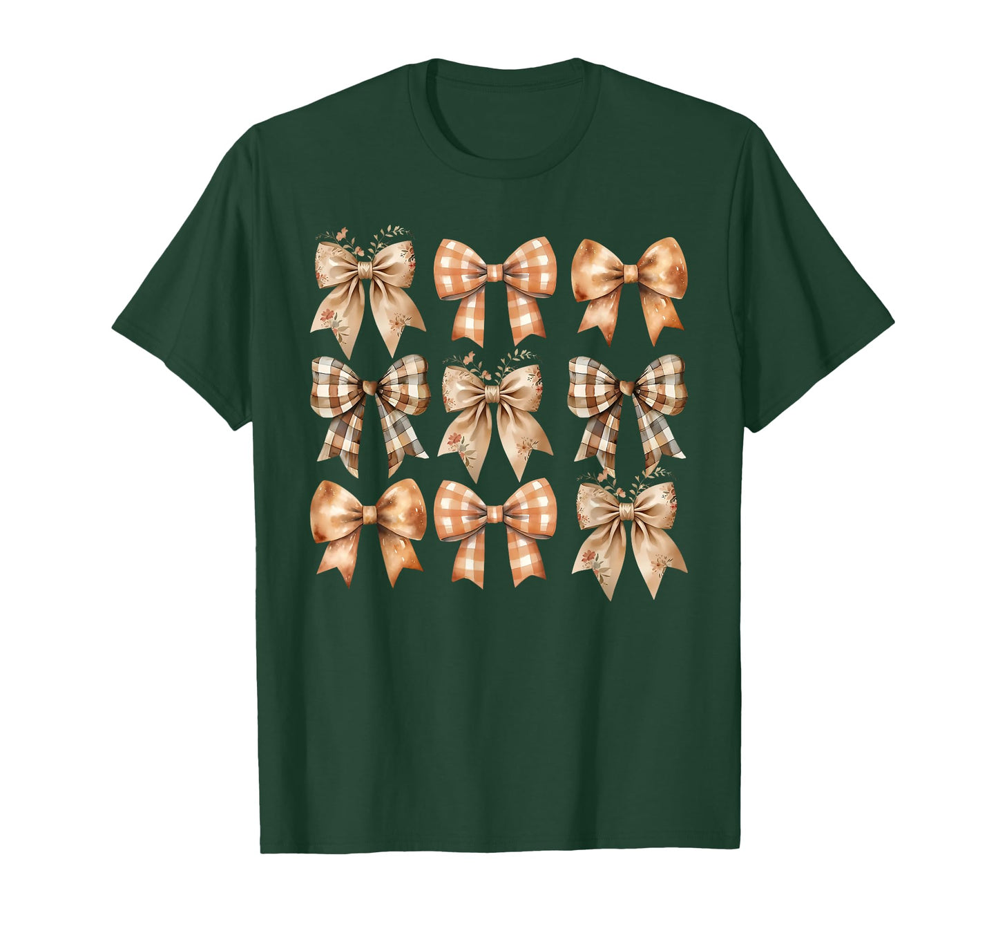 Coquette Bow Pumpkin Autumn Fall Y'all Leaves Thanksgiving T-Shirt