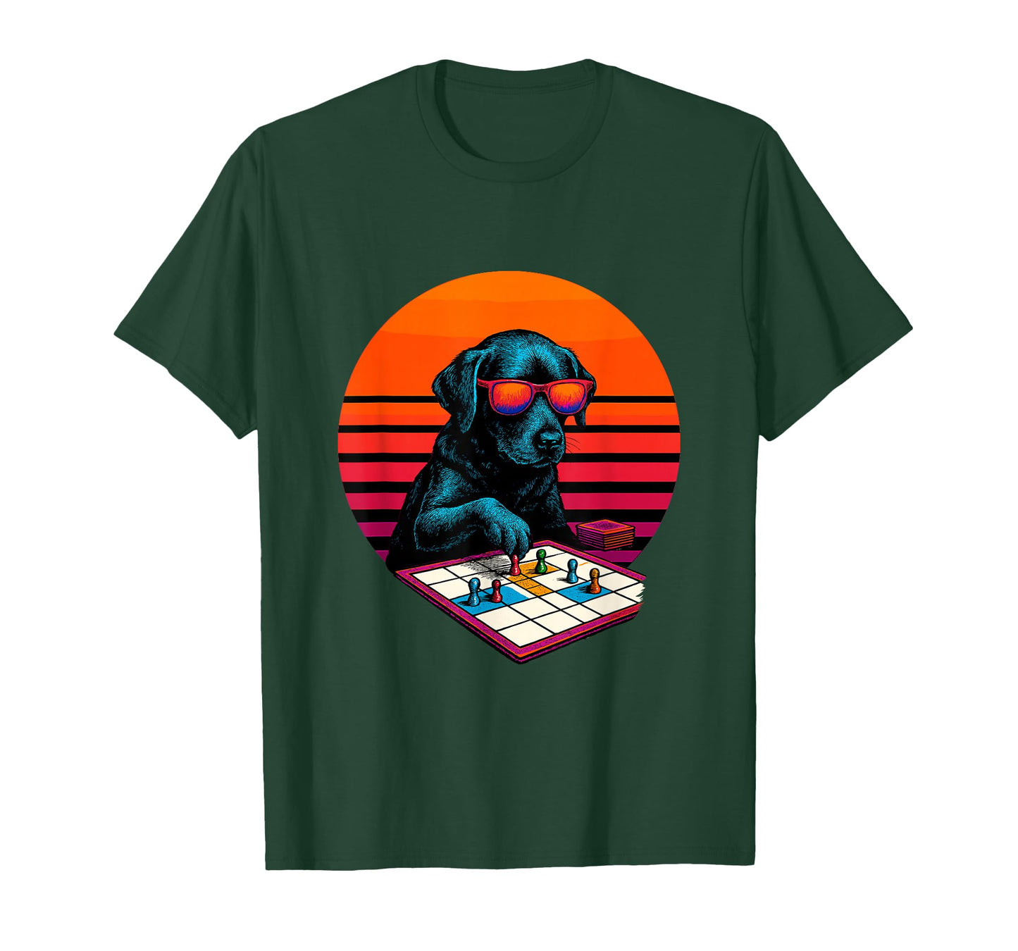Retro Dog with Board Games Playing Tabletop Gamer T-Shirt