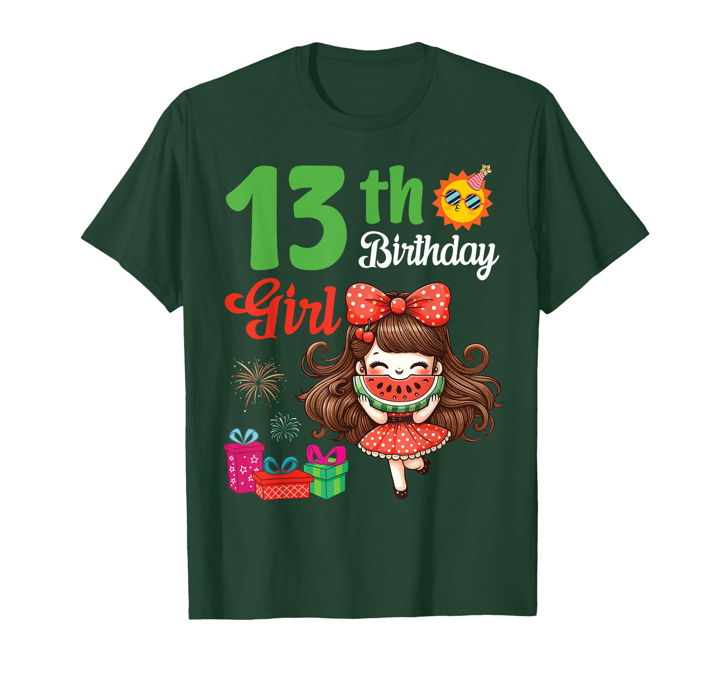Happy Summer 13th Birthday 13 Years Old Girl Watermelon Love T-Shirt