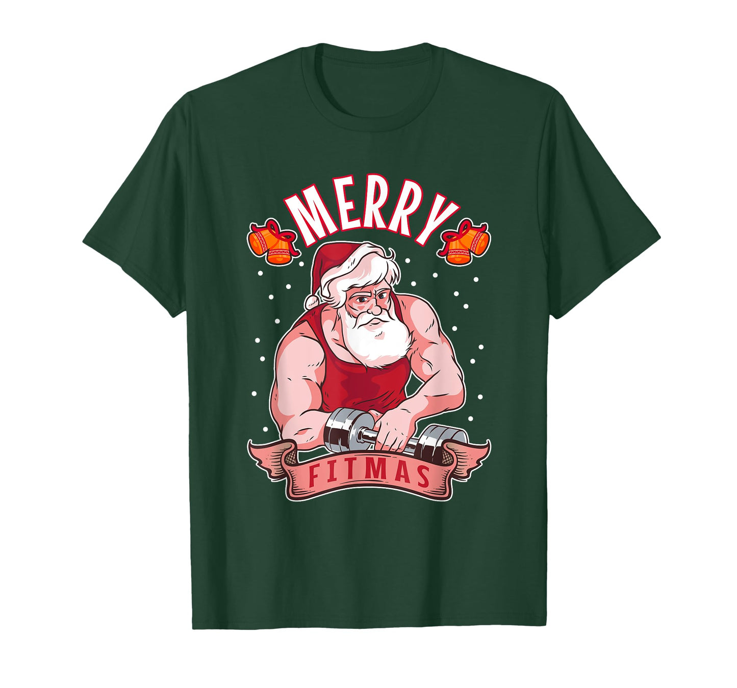Fitness Christmas exercise fit barbell gym cool Santa Claus T-Shirt