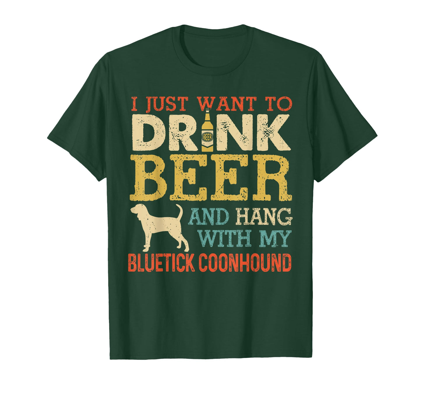 Bluetick Coonhound Dad Drink Beer Hang With Dog Funny Men T-Shirt