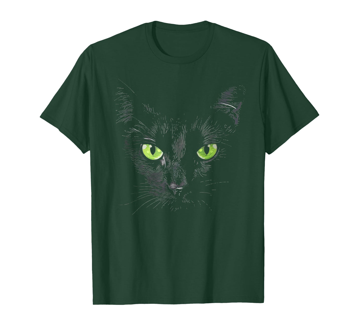 Funny Black Cat Face Green Eyes Kitten Halloween Costume T-Shirt for Men Women Kids