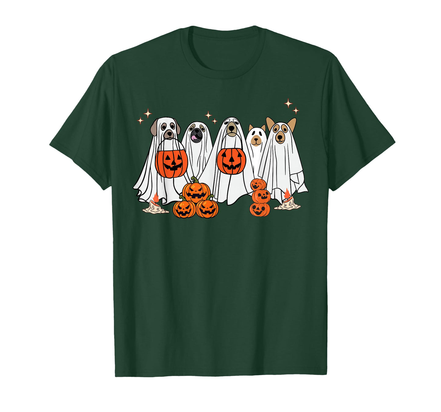 Dog Ghost Cute Dog Dressed As Ghost Funny Halloween Dog T-Shirt