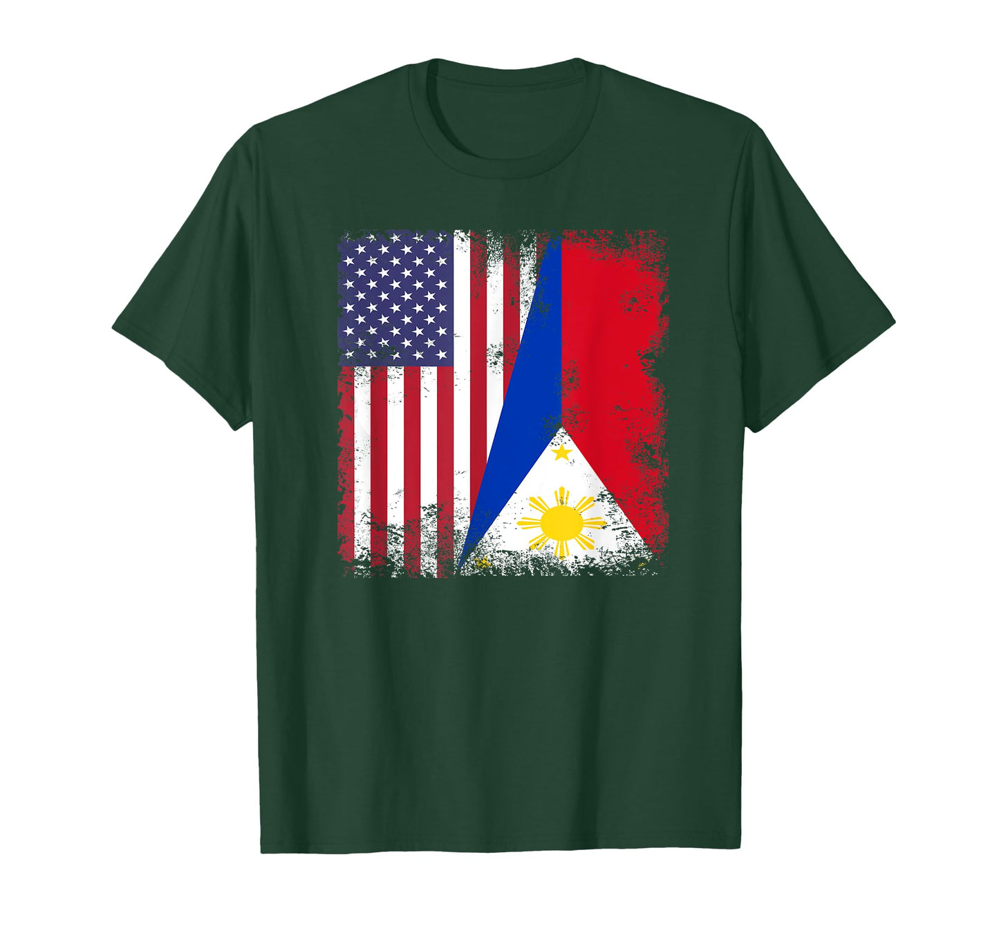 Half Filipino Flag T-Shirt | Vintage Philippines USA Gift T-Shirt