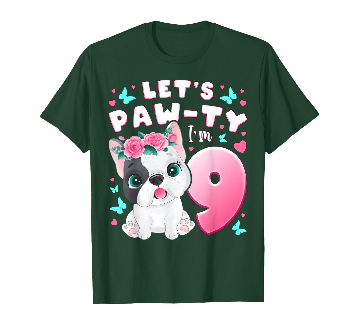 9th Birthday Girl 9 Years Dog Puppy Number 9 T-Shirt