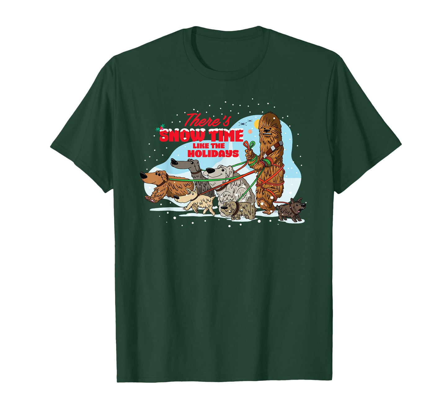 Star Wars Holiday Chewbacca Dog Walker Snow Funny Christmas T-Shirt