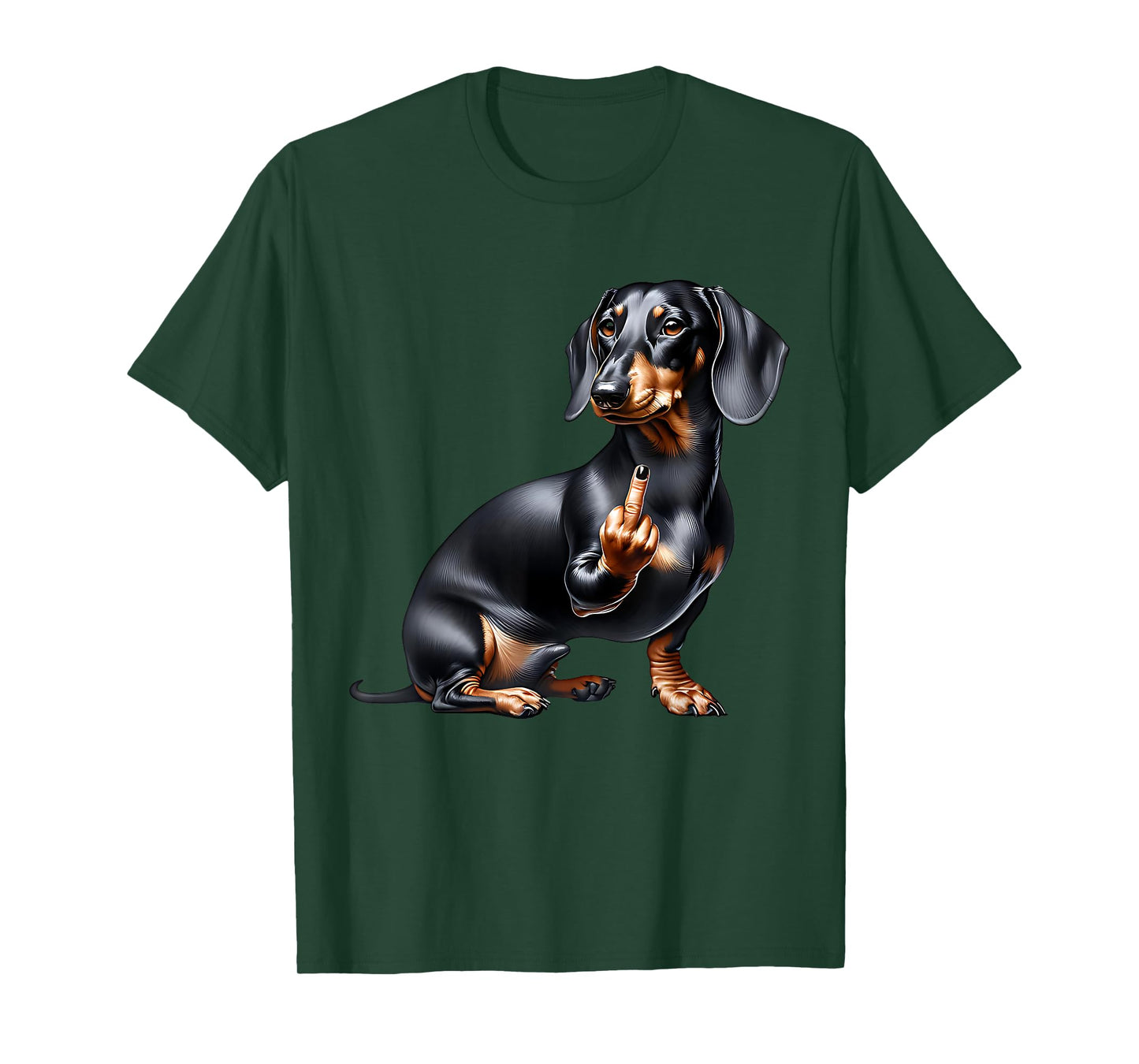 Black Dachshund With Middle Finger T-Shirt