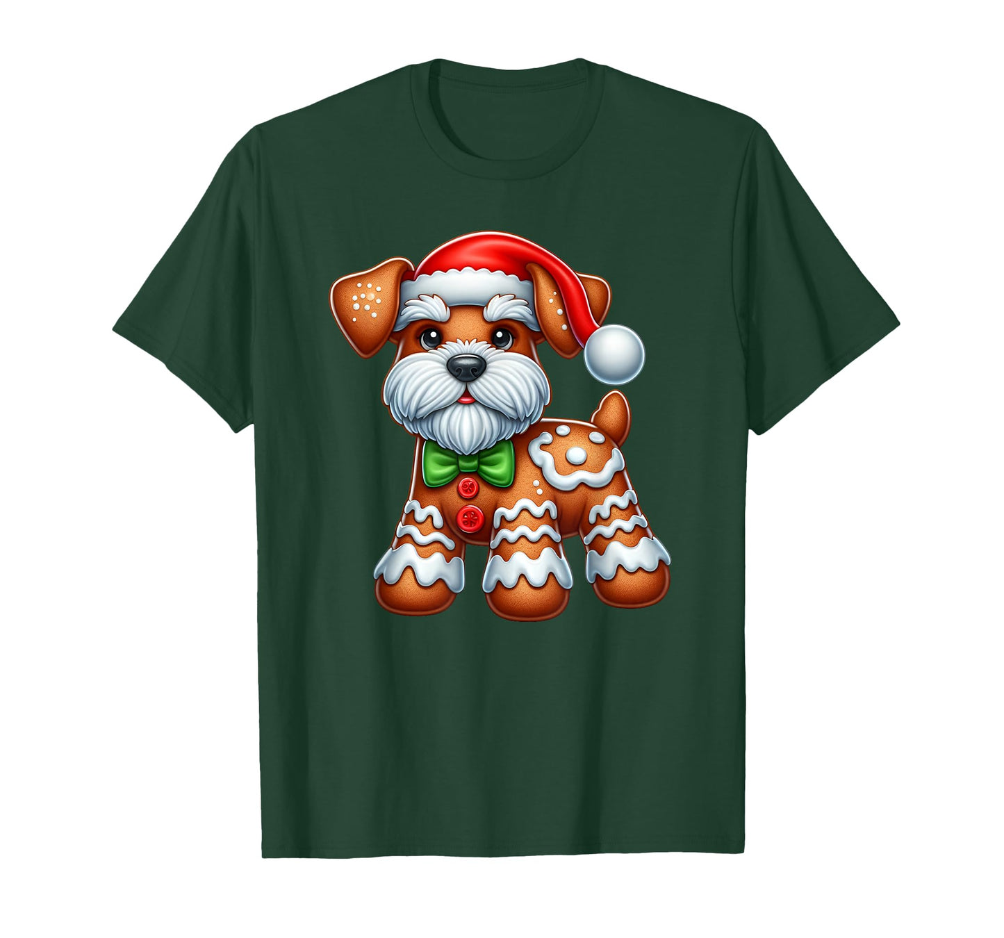 Gingerbread Man Miniature Schnauzer Christmas Womens Mens T-Shirt