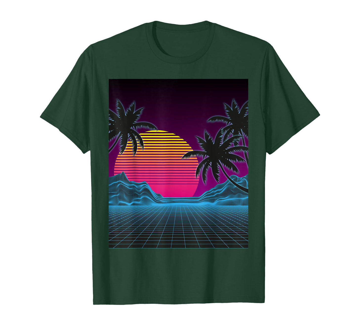 Vaporwave Aesthetic Sunset Mountains Palms Retro T-Shirt T-Shirt