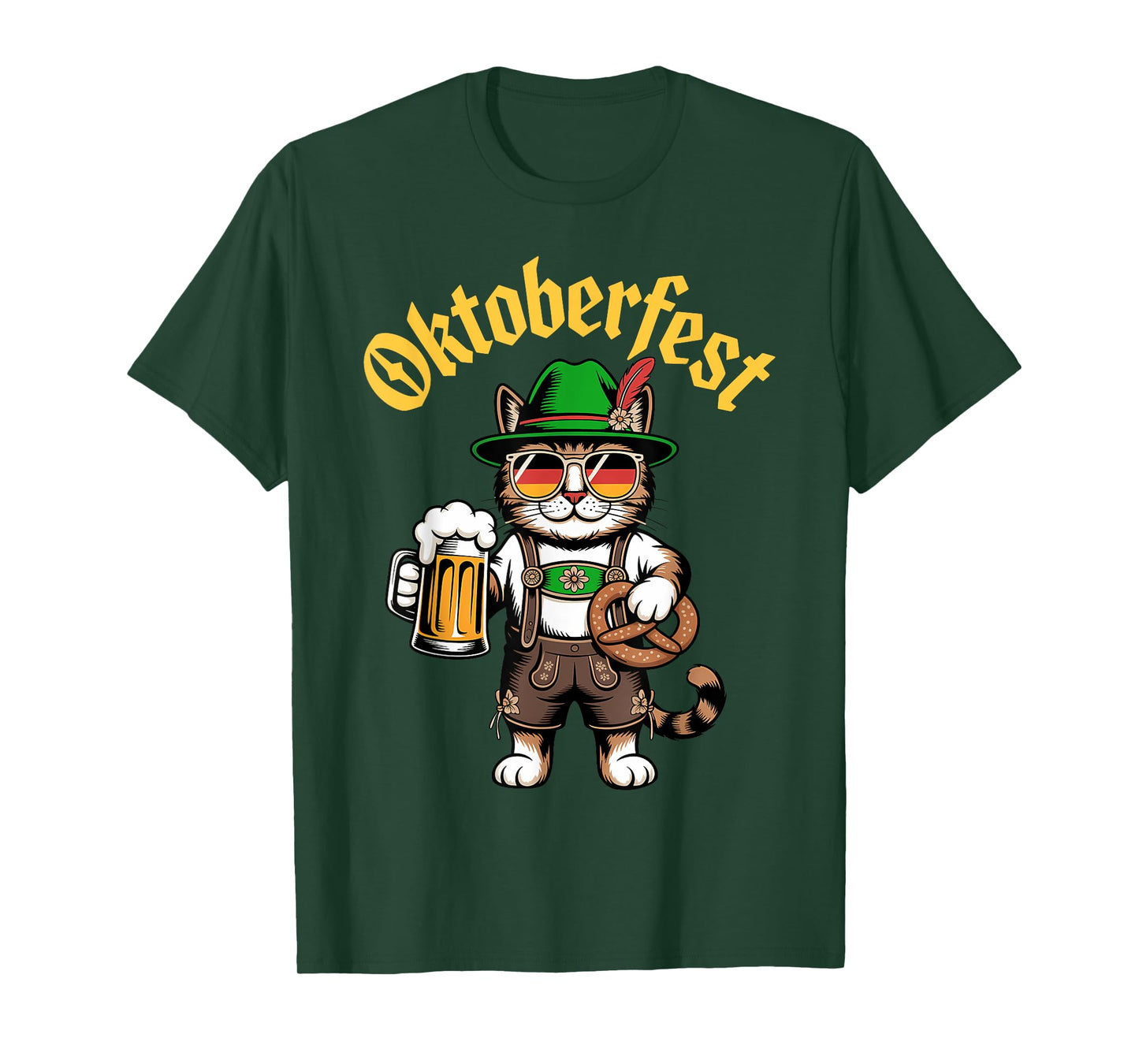 Funny Oktoberfest Cute Cat Pretzel Beer Funny Party Adults T-Shirt