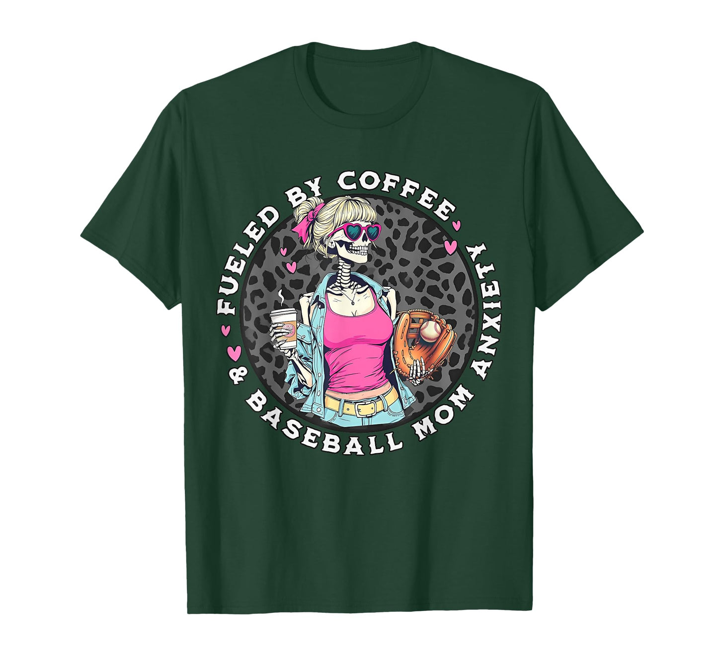 Fueled by Iced Coffee and Baseball Mom Anxiety Coffee Lover T-Shirt