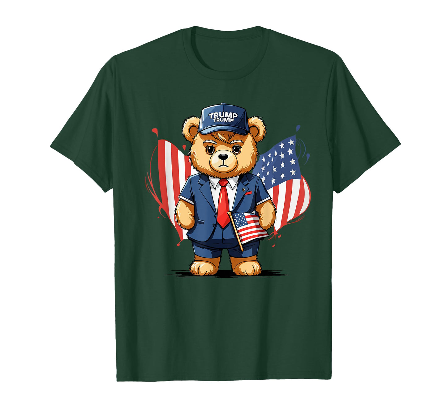 Trump Teddy Bear USA Flag Patriot T-Shirt for Women Men