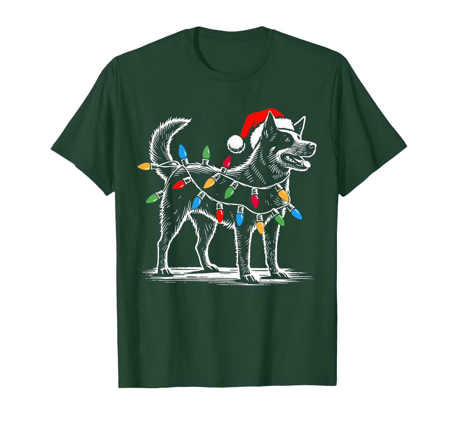 Blue Heeler Christmas Lights Decorations Xmas PJ Dog Lover T-Shirt