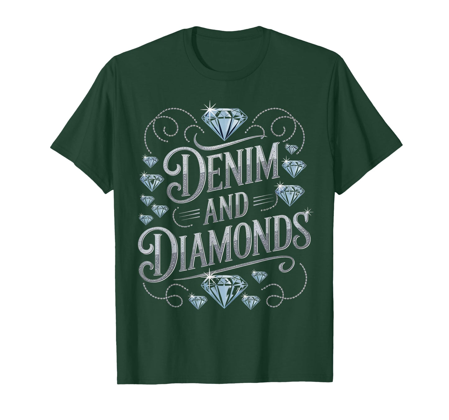 Denim and Diamonds Cowgirl Glam Western Rodeo Party Women T-Shirt