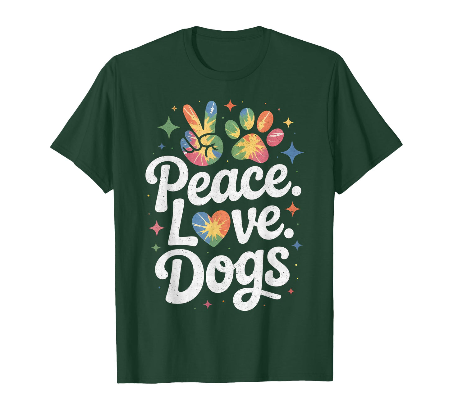 Peace Love Dogs Tie Dye Dog Lover Rescue Puppy T-Shirt