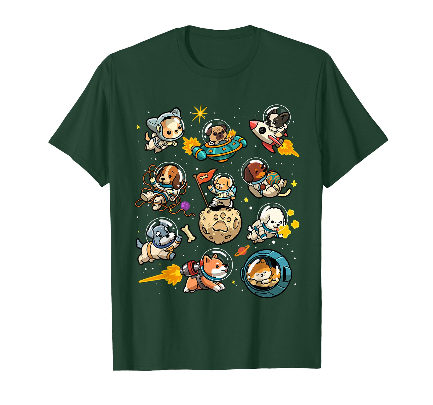 Space Dogs Cute Astronaut Dogs in Space Galaxy Animal Planet T-Shirt