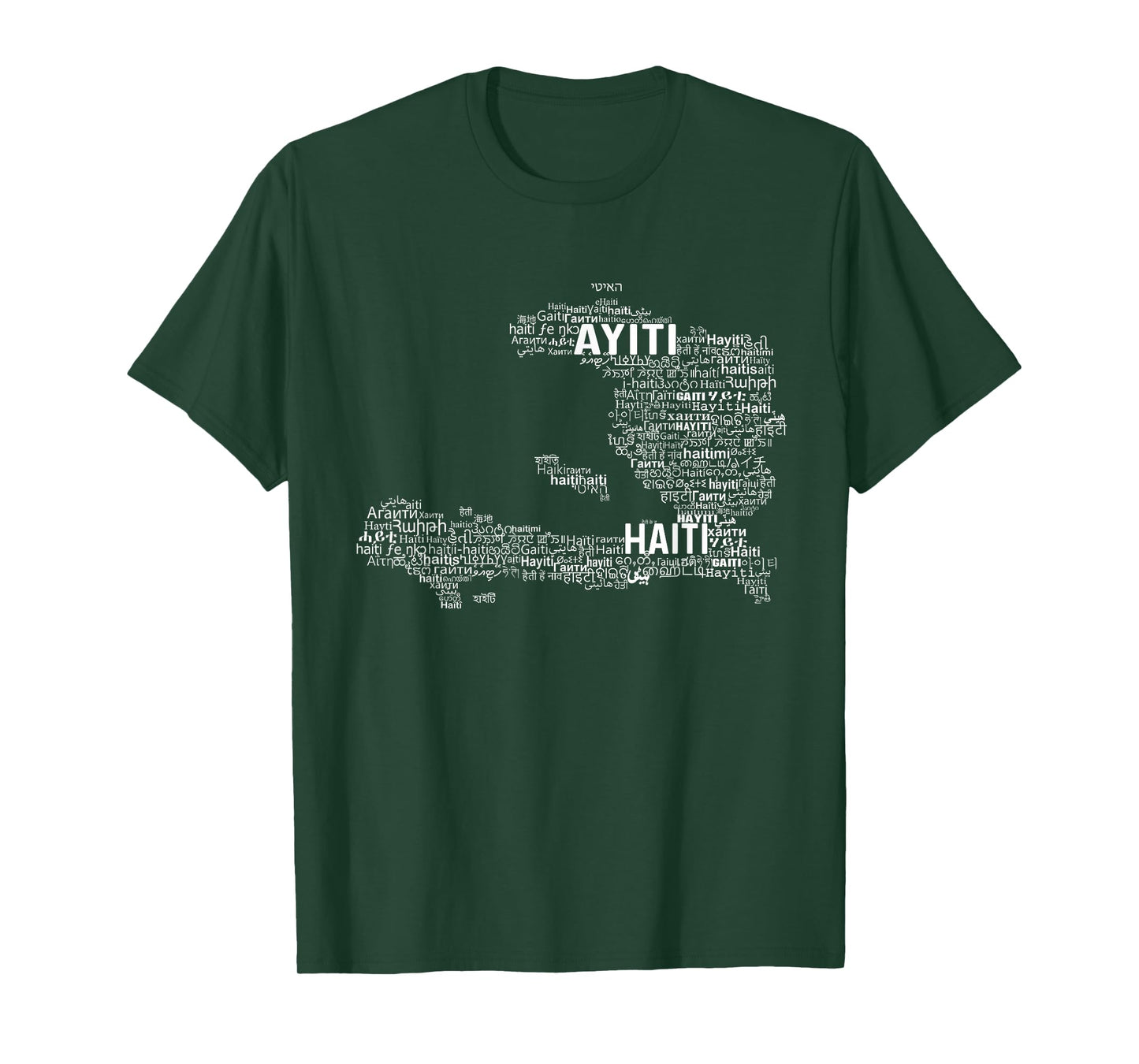 Haiti Map, Haiti in world languages T-Shirt