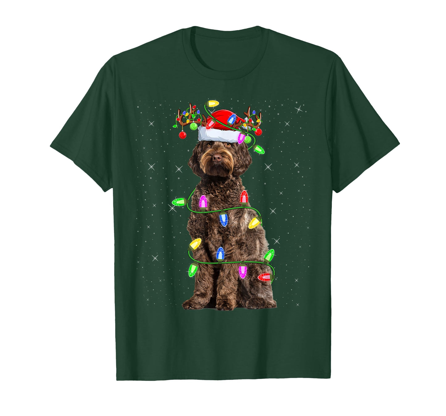 Labradoodle Dog Xmas Lighting Santa Labradoodle Christmas Men Women Kids T-Shirt