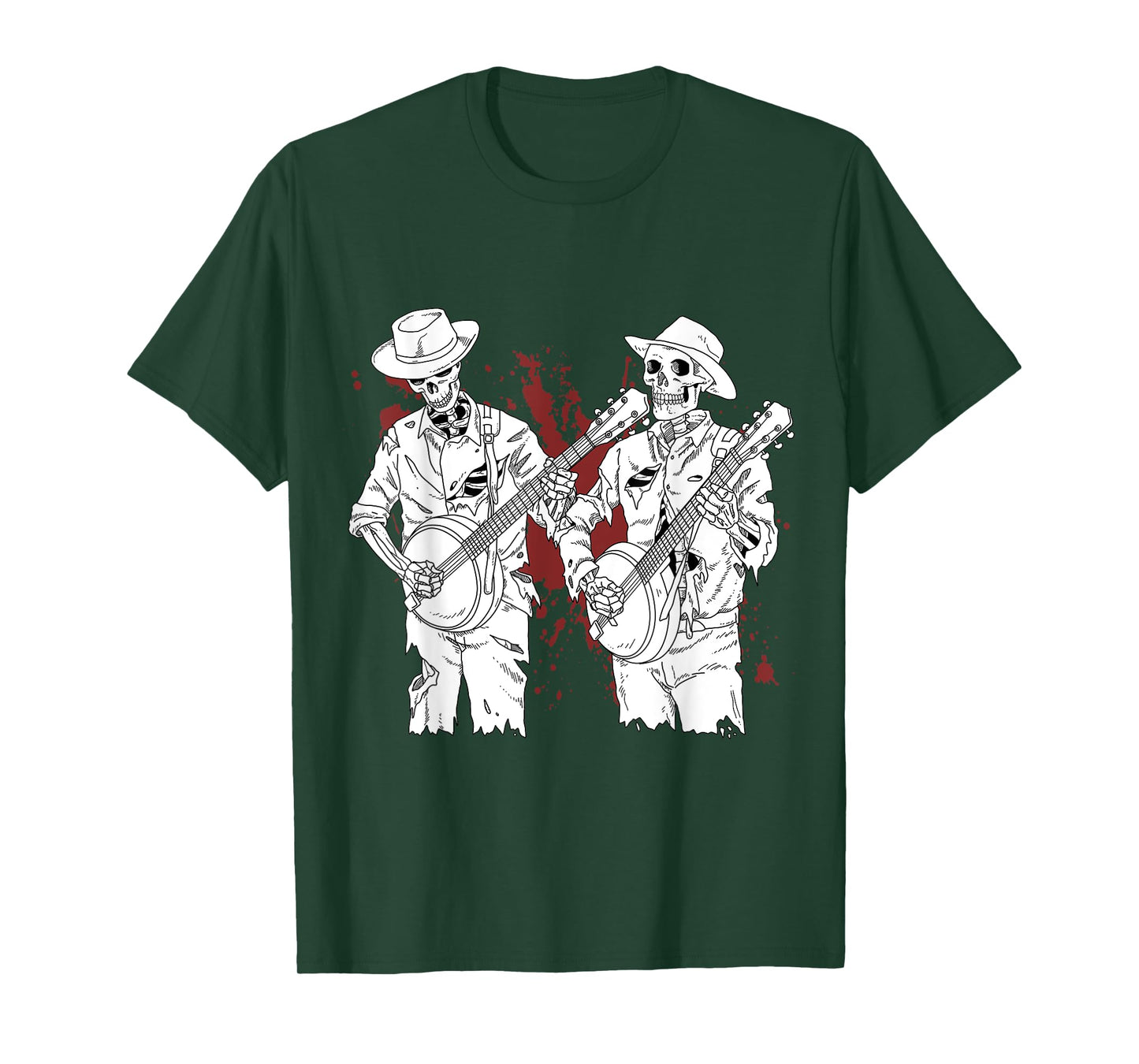 Banjo Tshirt For Men Scary Banjo Gifts Skeleton Bluegrass T-Shirt